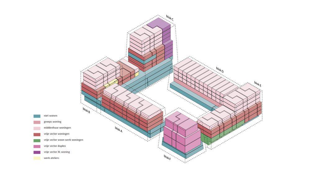 Floor plan and layout plan of the Robin Wood project: flexible spaces and living space variations, arranged around its own tiny forest. (Credit: Marc Koehler Architects)