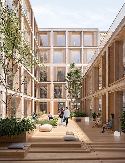 Sloweniens grünstes Bürogebäude: Die SHL-Architekten haben mit viel Holz für „skandinavisches“ Ambiente gesorgt. (Bild: Schmidt Hammer Lassen Architects + Willbe Studio)