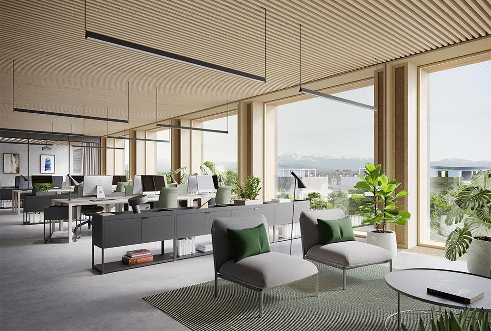 Sloweniens grünstes Bürogebäude „Vilharia“ wird mit flexibel veränderbaren Räumen ausgestattet. (Bild: Schmidt Hammer Lassen Architects + Willbe Studio)