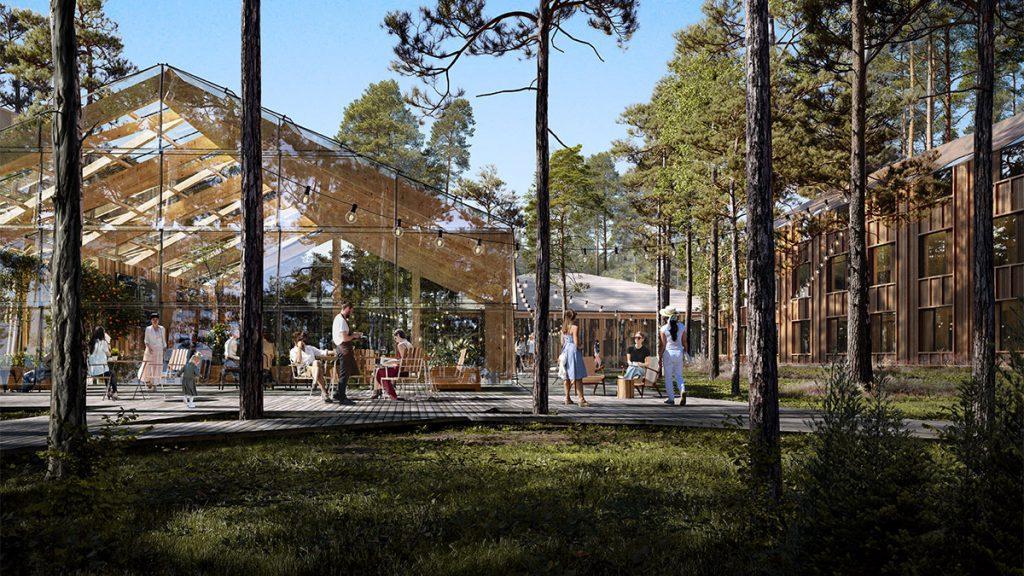 Dezent und achtsam in Naturlandschaft gesetzt: Das Spa-Hotel Projekt „Älvdans“, das in Schweden errichtet werden soll. (Bild: Aesthetica )