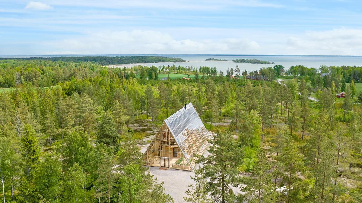Landschaft, Atri, Naturvillan, Schweden, autark, Glashaus