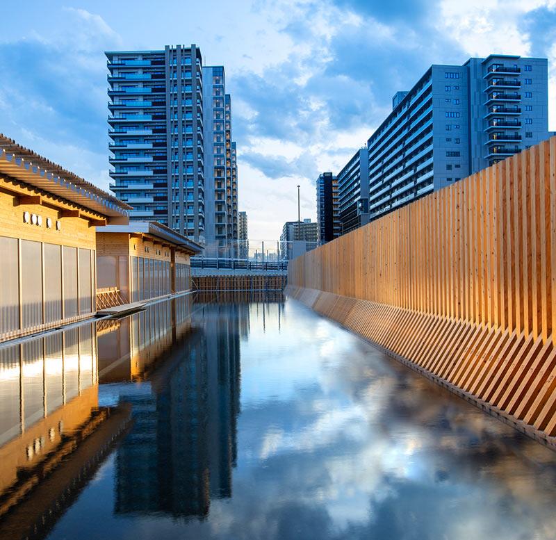 Wasserkanal, Athlete's Village Plaza, Nikken Sekkei