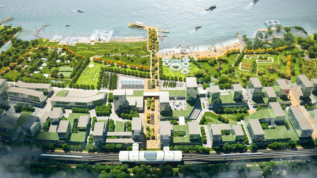 Grün, urban und kommunikativ: Der „Talent Port“ Cluster im Schlüsselgebiet des Yantai Seafront Garden. (Bild: KCAP)
