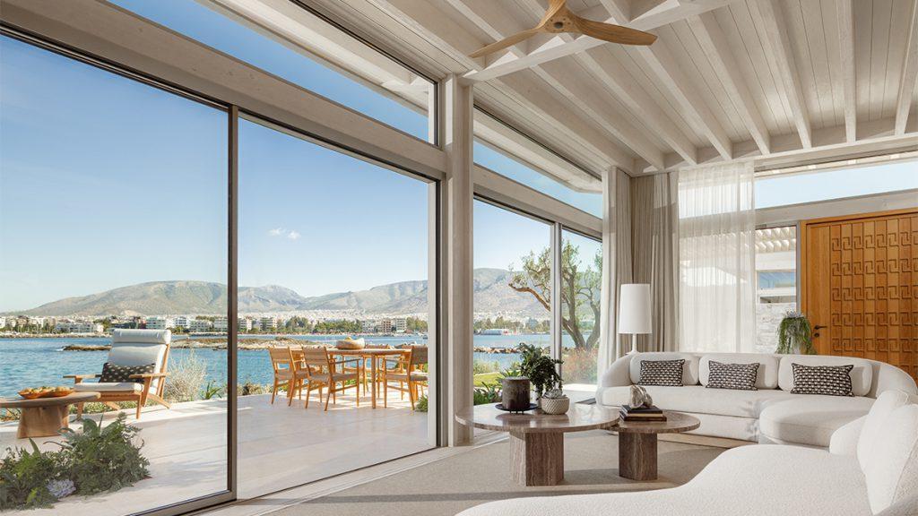 Komfort mit Top-Aussicht: Das Wohnzimmer einer Villa des neuen One&Only Aesthesis. (Bild: One&Only Resorts)