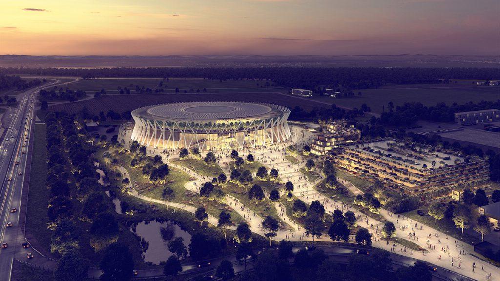 Projekt MUCcc: Bayerns klimaneutrale Konzertarena (Bild: SWMUNICH Real Estate / POPULOUS Architects, London)