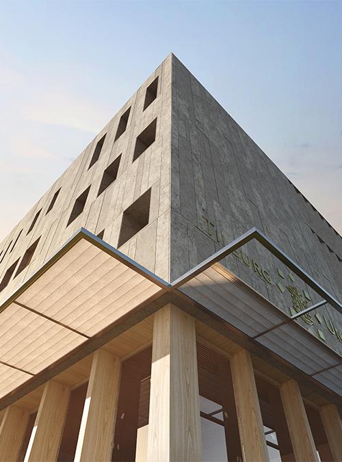 Energieneutral studieren im Holzgebäude: Die neue Lecture Hall der Uni Tilburg, designt vom Büro Powerhouse Company. (Bild: Powerhouse Company)