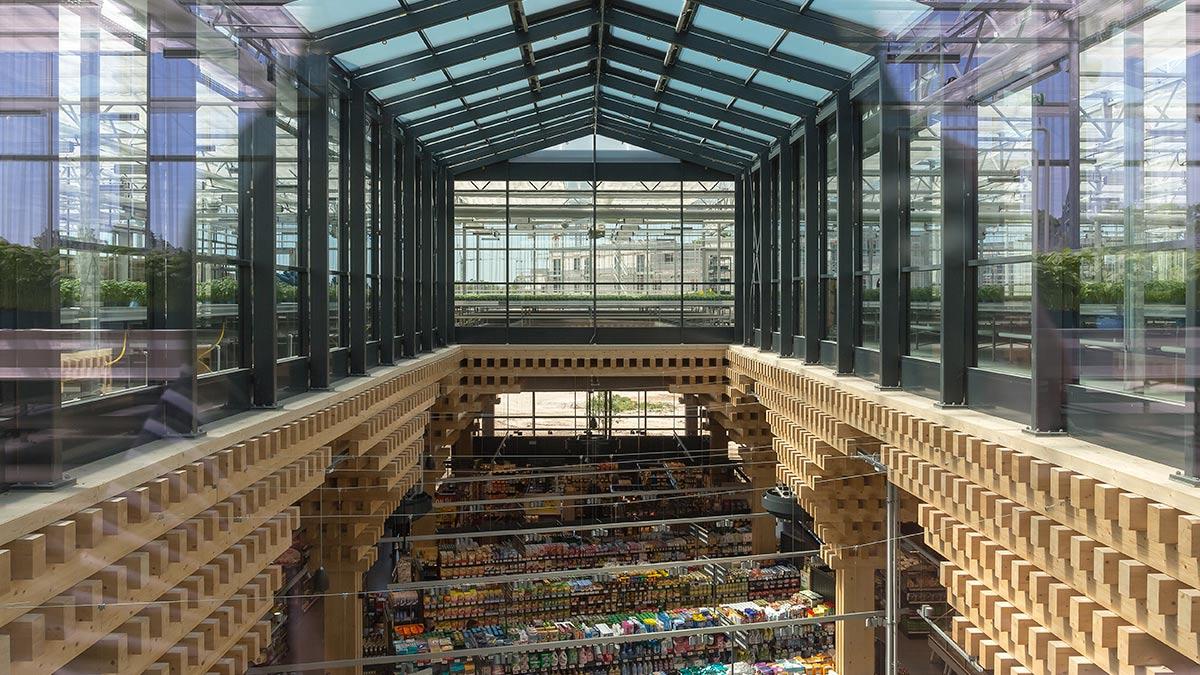 Atrium, Greenhouse, Rewe Green Farming, Wiesbaden, ACME, Holzbau