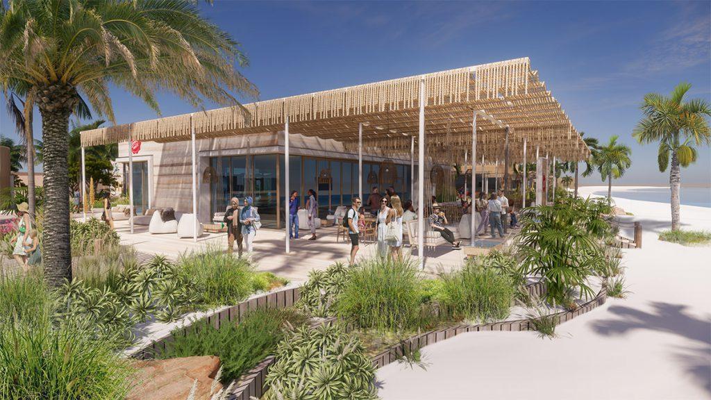 Schön und nachhaltig: Das aus Stampflehm und Holz konzipierte Projekt Kalba Beach. (Bild: 3deluxe)