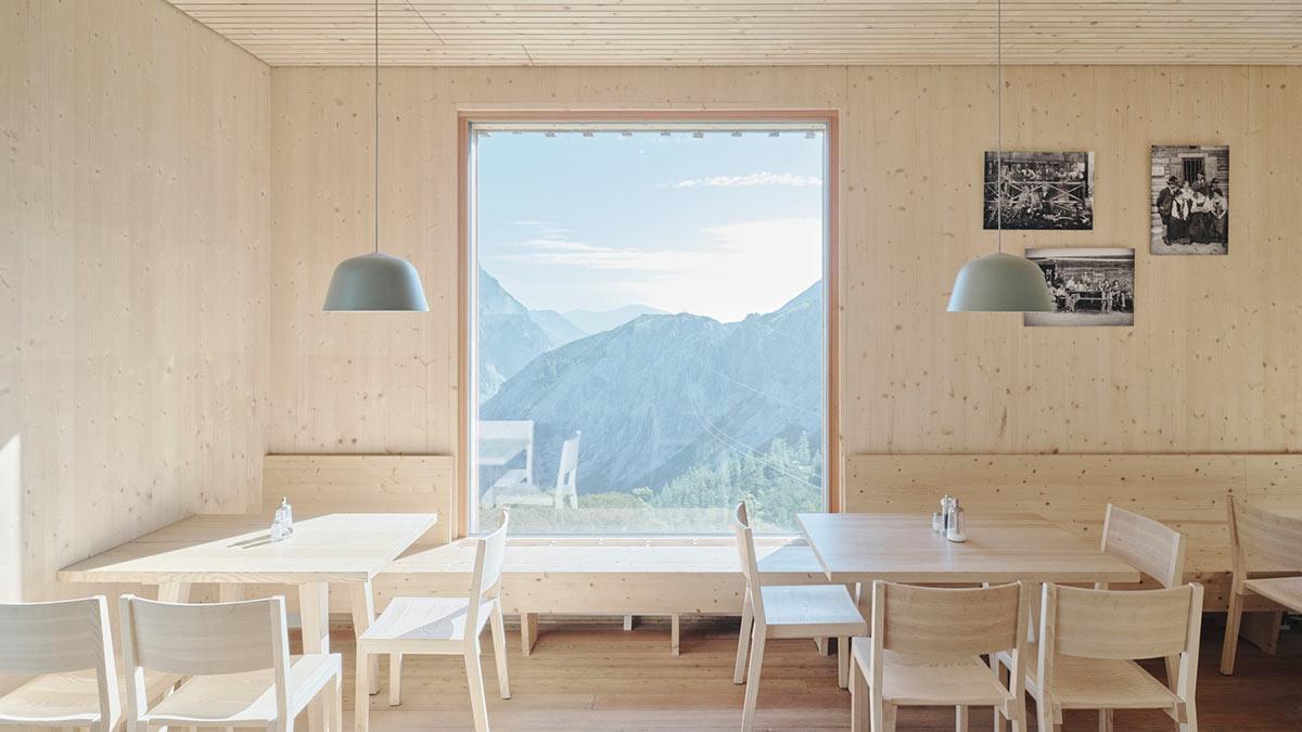 Gastraum, Voisthalerhütte, Dietger Wissounig Architekten, Österreichischer Alpenverein