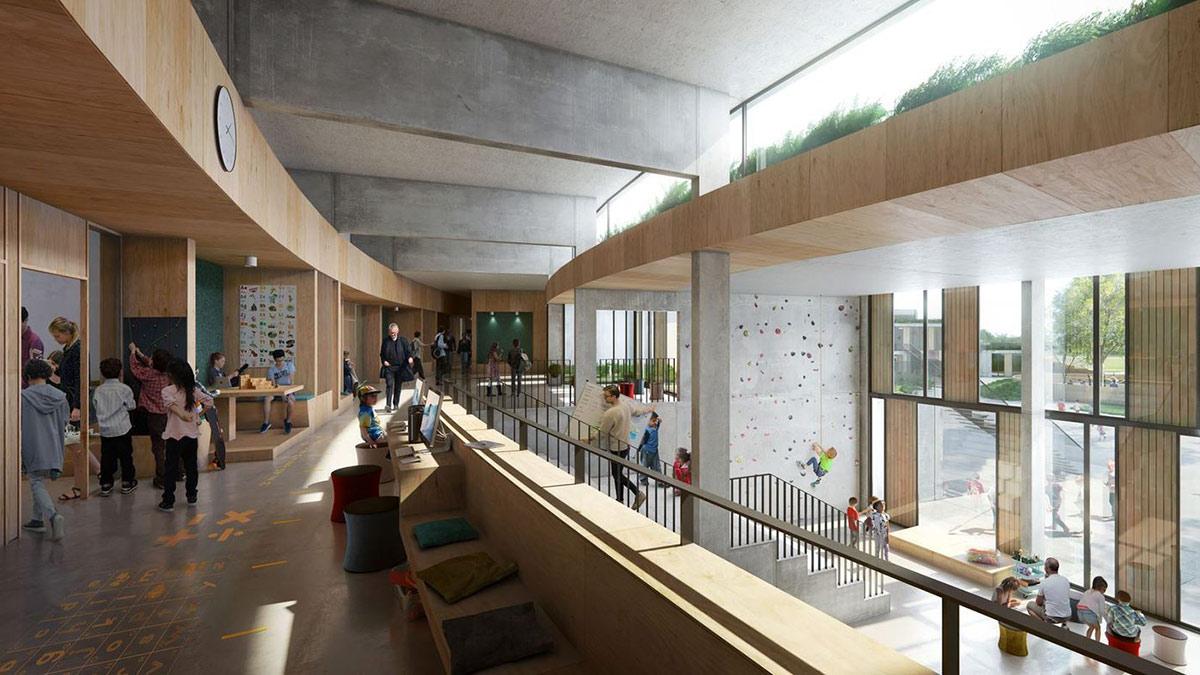 Innen, Sundby School, Stroh, Holz, Henning Larsen