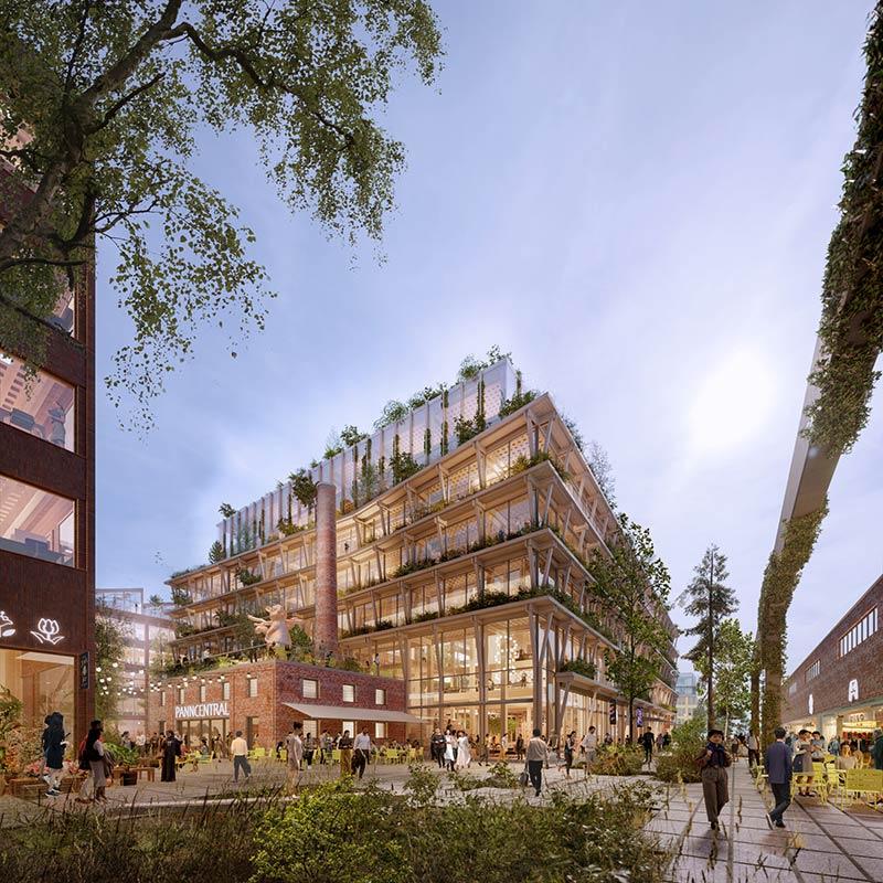 Stockholm Wood City, Atrium Ljungberg, Henning Larsen, White Arkitekter