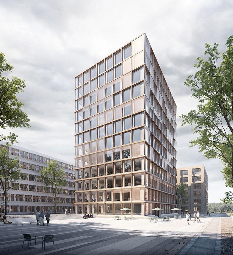 Timber Peak, Zollhafen Mainz, Holz-Hybrid-Hochhaus, UBM Development, Sacker Architekten
