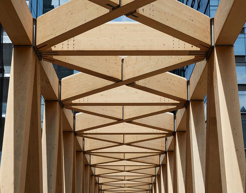 Holzkonstruktion, Warren Truss, High Line - Moynihan Connector, New York, SOM, James Corner Field Operations, Holzbrücke, Fachwerk, Manhattan