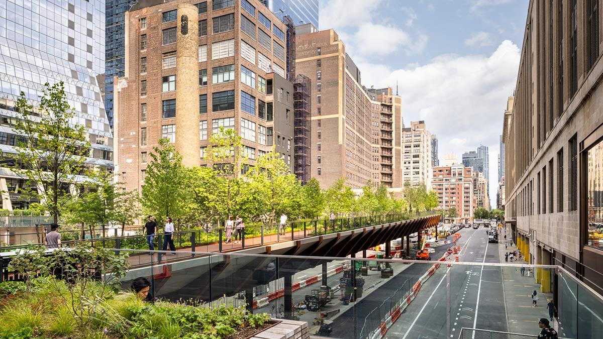 Woodland Bridge, Warren Truss, High Line - Moynihan Connector, New York, SOM, James Corner Field Operations, Holzbrücke, Fachwerk, Manhattan