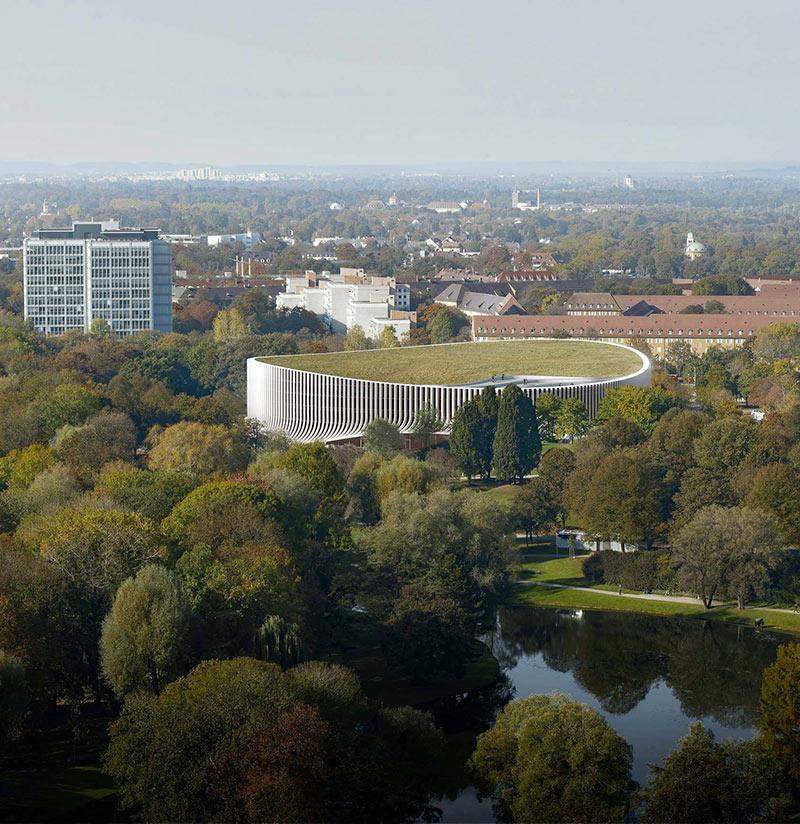 Luftaufnahme, Sportarena München, Olympiapark, 3XN, Günter Behnisch, Frei Otto