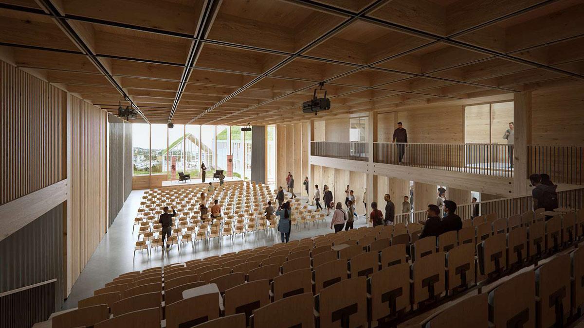 Auditorium, Uni-Campus Tórshavn, Henning Larsen, Färöer Inseln, Holzbau