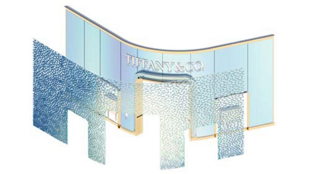 MVRDV-Planzeichnung der 3D-gedruckten Hülle, die nun Tiffany's Shop-Fassade ziert. (Bild: MVRDV)
