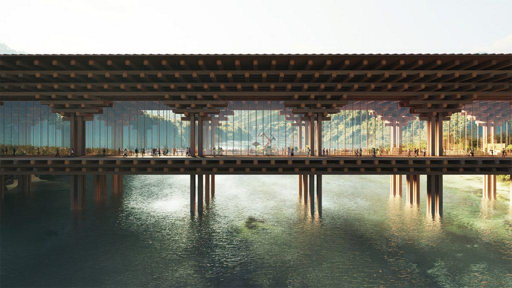 Auch die traditionelle Handwerkskunst des Königreichs Bhutan bekommt eine eigene Brücke als kommunikative Präsentationsfläche. (Bild: Brick Visual)