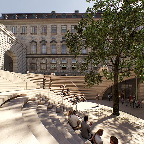 Schöne Zukunft fürs dänische Parlament: Wettbewerbssieger Team COBE hat einladende Besucherzonen, neue Zugänge und moderne Arbeitsräume konzipiert. (Bild: Team COBE)