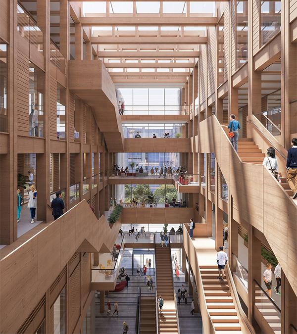 Offenheit mit Wellness-Faktor: Das schöne, hohe Atrium des von Schmidt Hammer Lassen designten Neubaus. (Bild: Vismo)