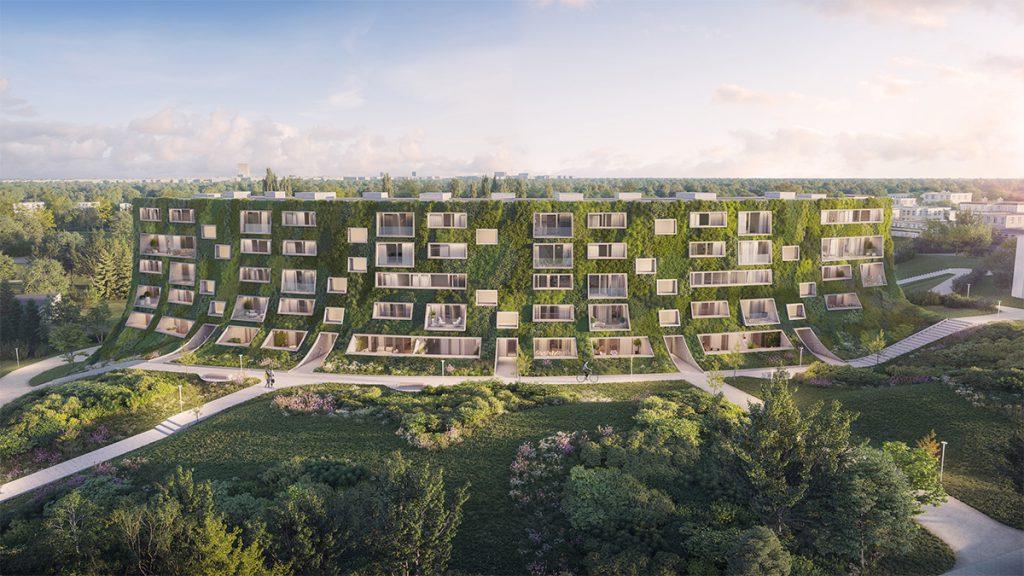 So wird die neue, rundum begrünte Wohnanlage AURA im polnischen Posen aussehen, die Architekt Robert Konieczny entworfen hat. (Bild: Littlemoon Studio)