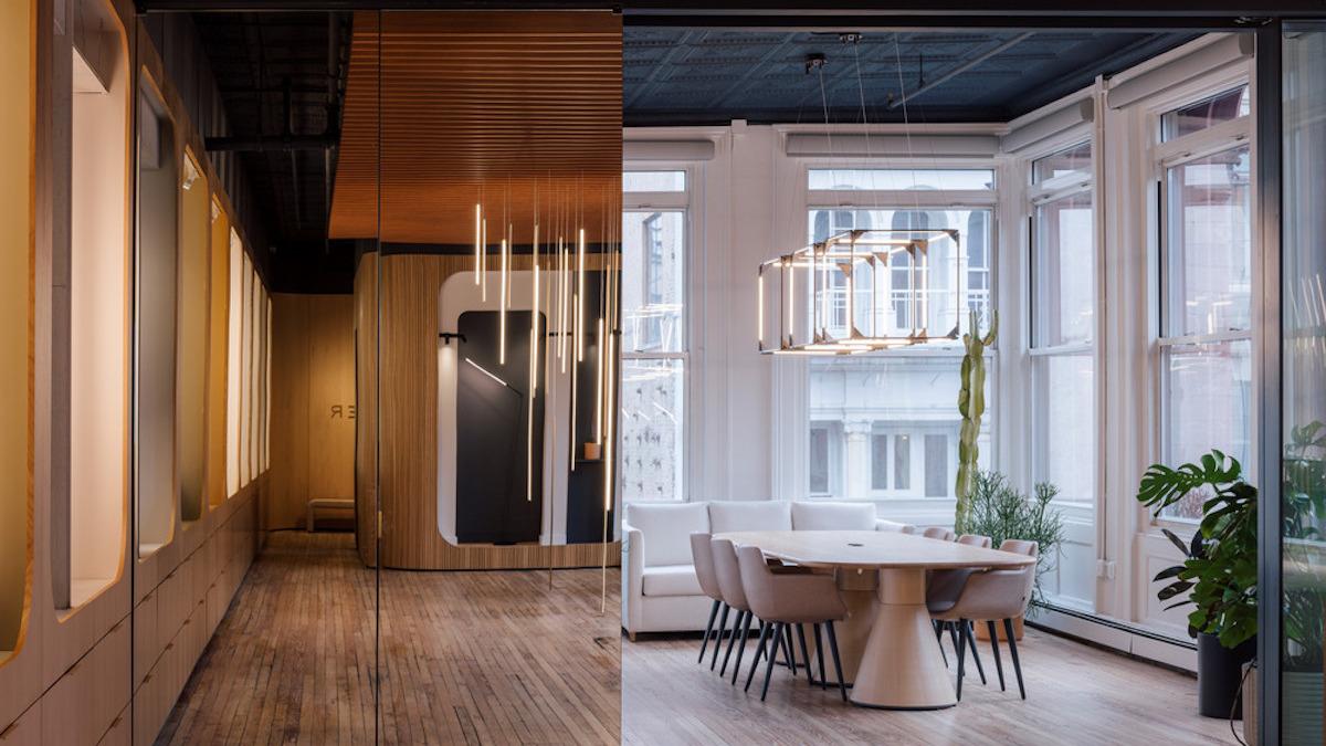 Juniper Workspace, Soho; MQ Architecture; Spiegewand; Auusstellunfsraum; Konferenzzimmer