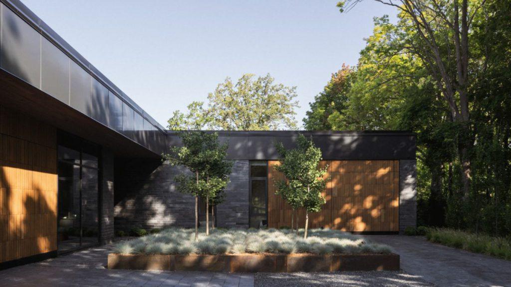 Slate Residence: Garage und Wohnraum in zwei unterschiedlichen aber doch verbundenen Baukörpern