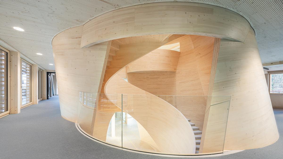 Stammhaus Blumer Lehmann, Gossau, Schweiz, K&L Architekten, Holzbau, ICD Universität Stuttgart
