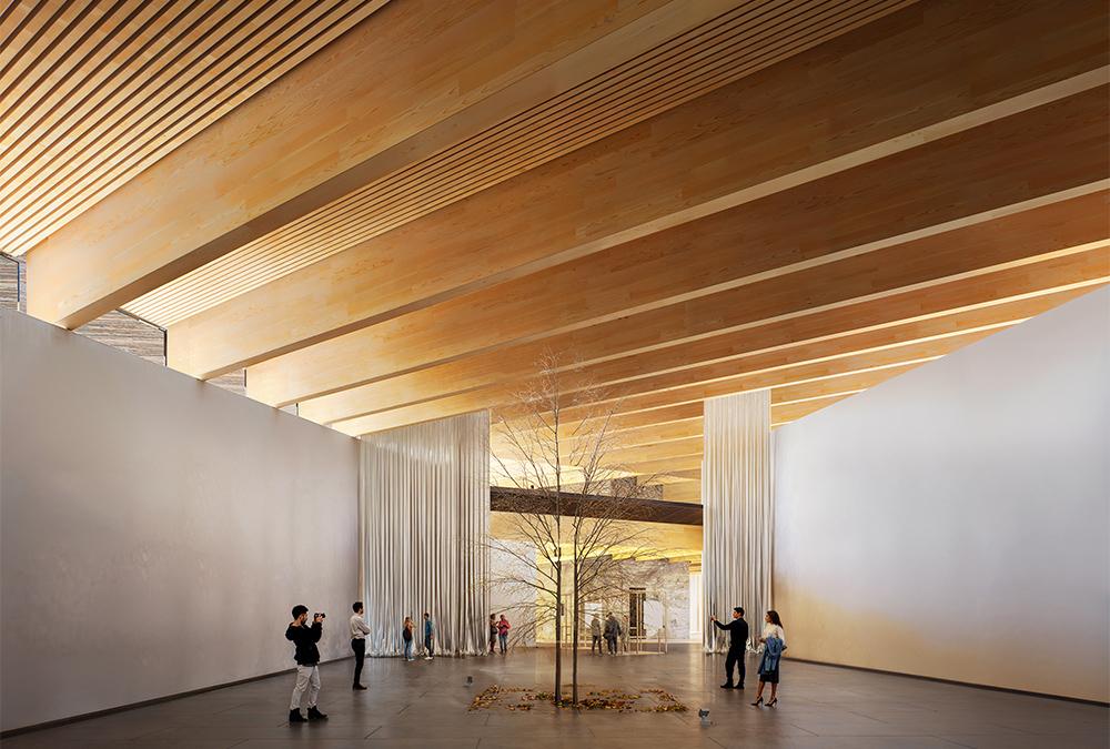 Hohe Räume, klare Linien, viel Holz und Licht: So wird das Innenleben des neuen Naturkundemuseums in Debrecen den Entwürfen der BIG-Architekten zufolge aussehen. (Bild: BIG)