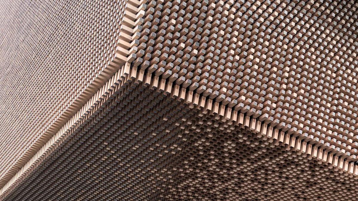 Die maßgefertigten Keramikziegel des Jinling Diamant Kunstpavillon