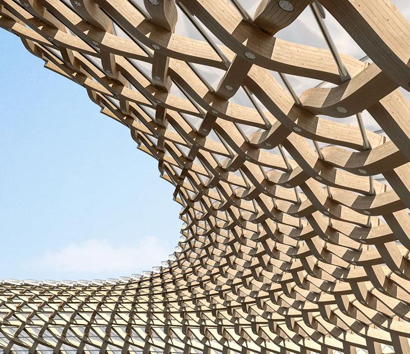The Queen's Braid, New York, Skidmore, Owings & Merrill (SOM), Holzbau, Sportstadion, Modulsystem 