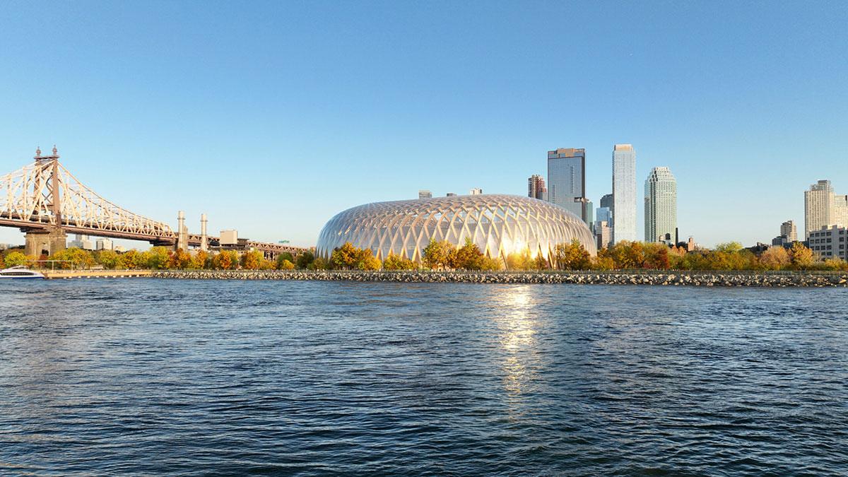 The Queen's Braid, New York, Skidmore, Owings & Merrill (SOM), Holzbau, Sportstadion, Modulsystem
