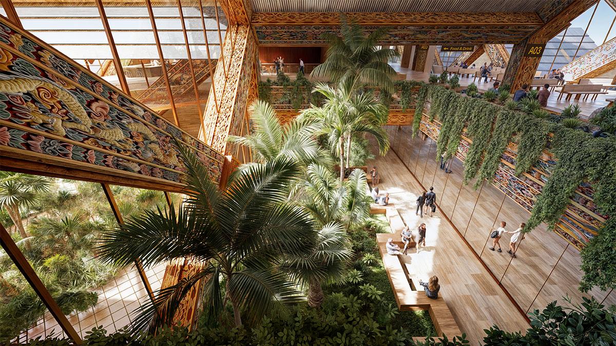 Moderner Repräsentant bhutanischer Kultur und Philosophie: Der Gelephu International Airport, der 2029 eröffnet werden soll. (Bild: BIG /White Ceiling)