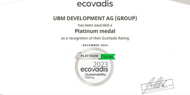 UBM erneut mit Platin im ESG-Rating von EcoVadis ausgezeichnet